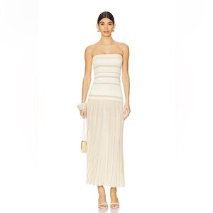 Faithful the Brand Citara Strapless Dress in Butter Sand